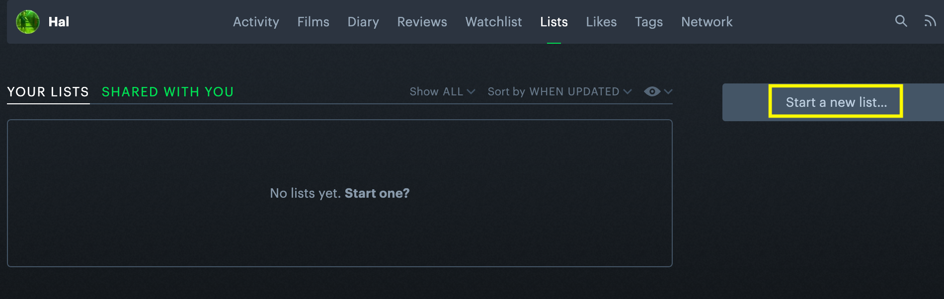 Creating a List on Letterboxd